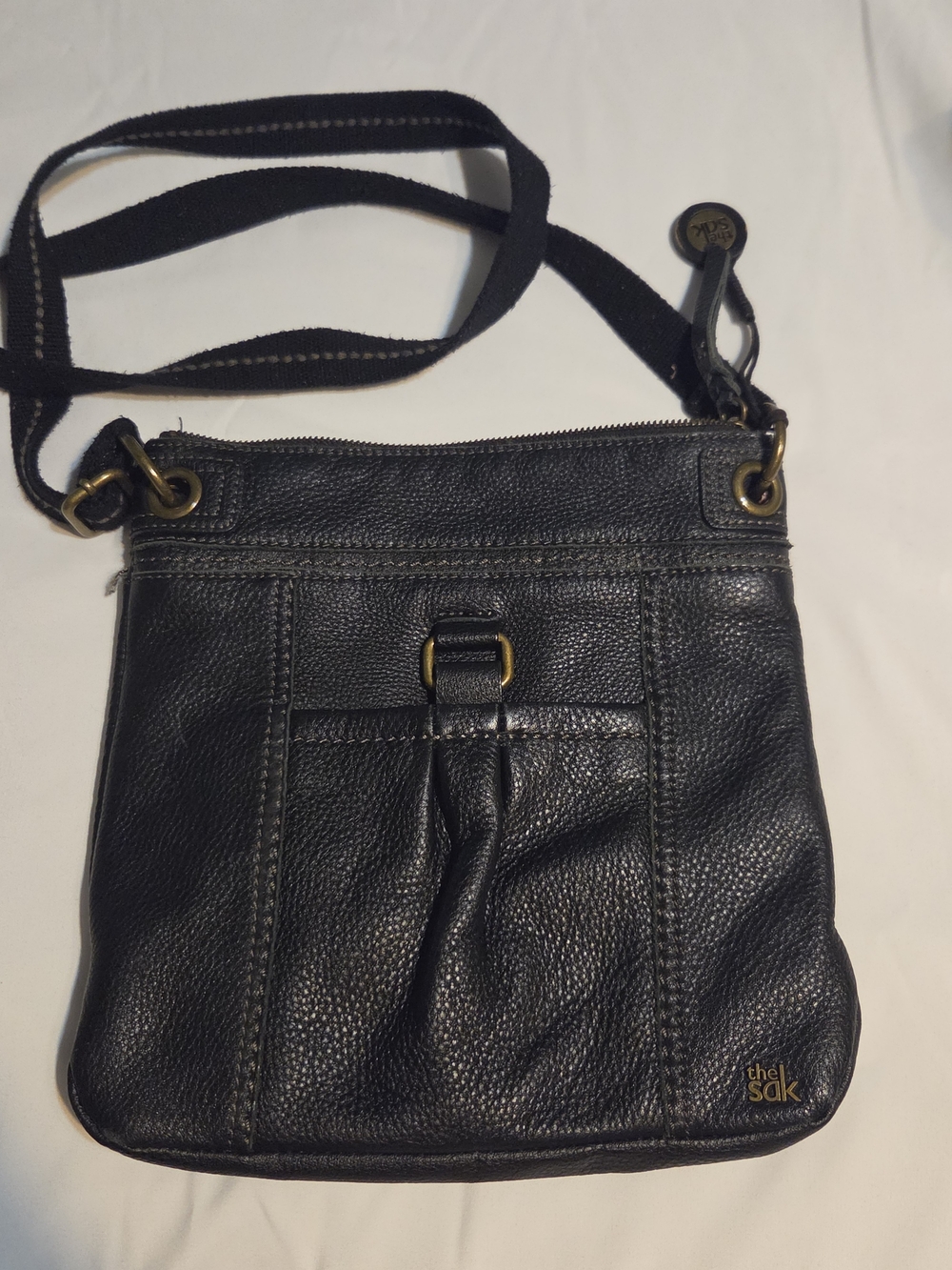 The Sak Kendra Black Pebbled Leather Crossbody Bag Purse Vintage Everyday Boho